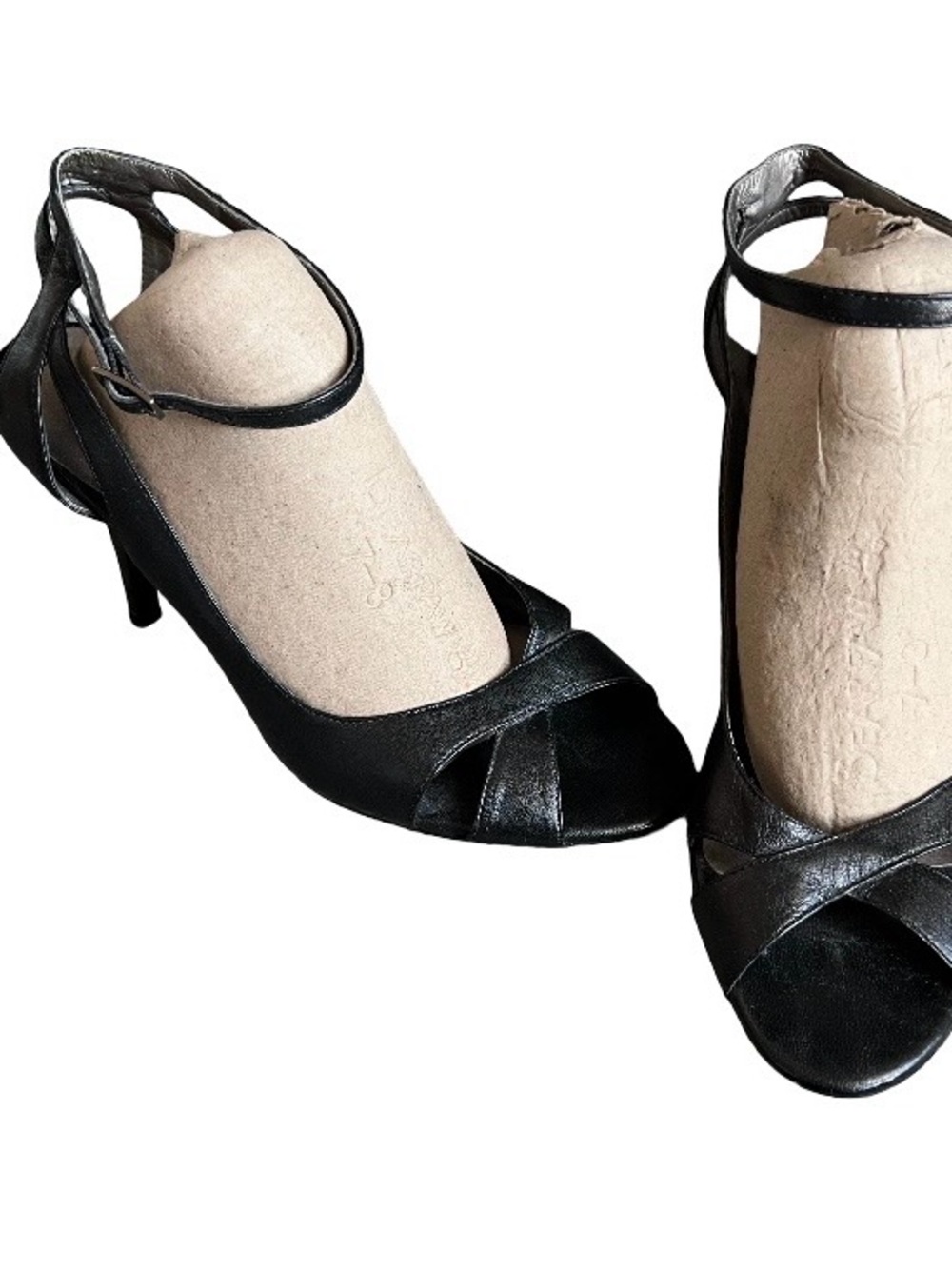 Carlos by Carlos Santana Sexy Black Leather Ankle Straps Heels Size 6!